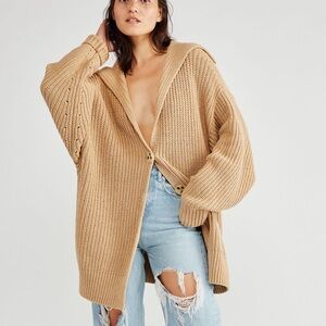 Free People Tan Swim Too Deep Cardi